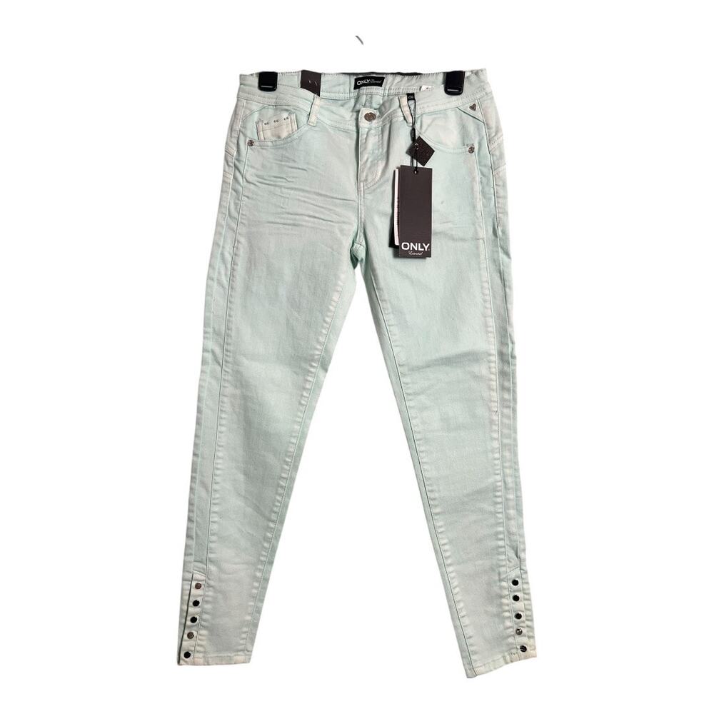 NWT Only Low Rise Jegging Distressed Turquoise denim Second Skin 29